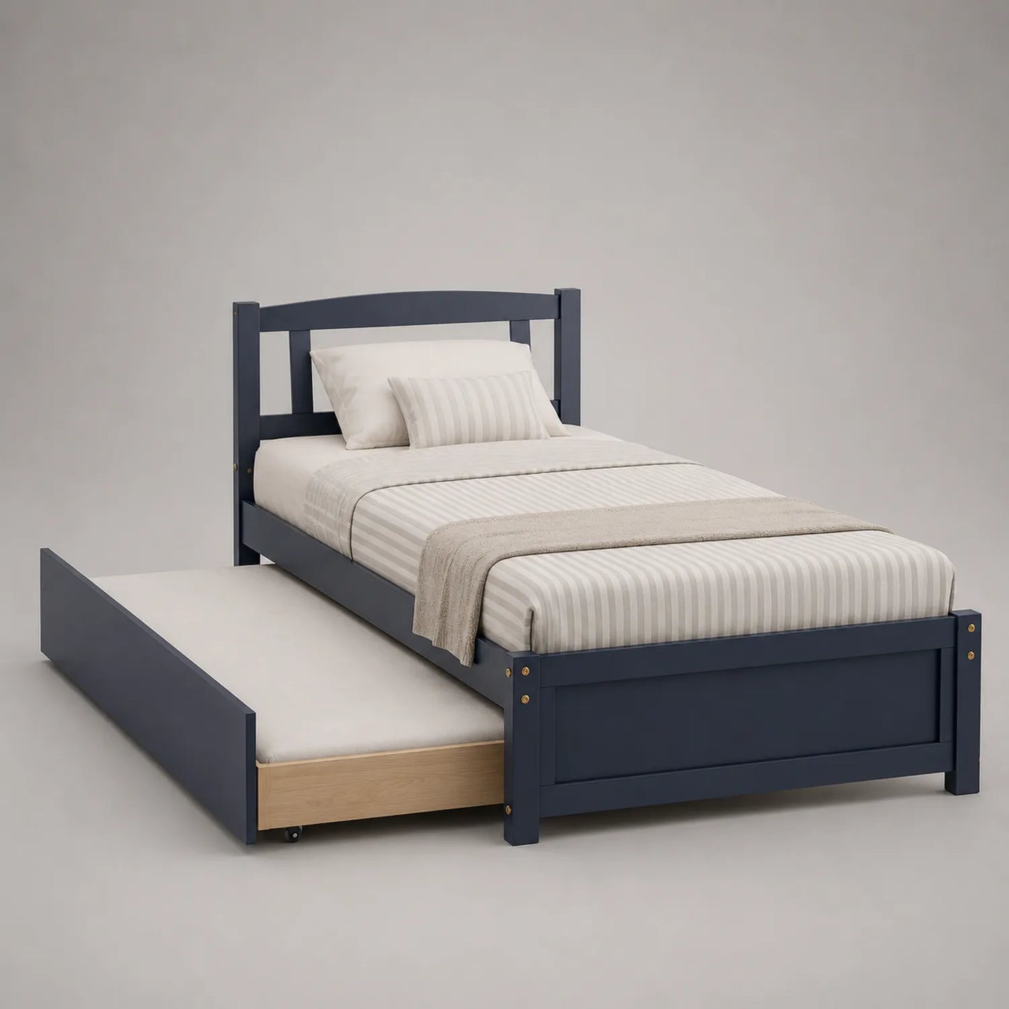 Einzelbett mit ausziehbarem Gästebett Kiefernholz Blau 90x200cm