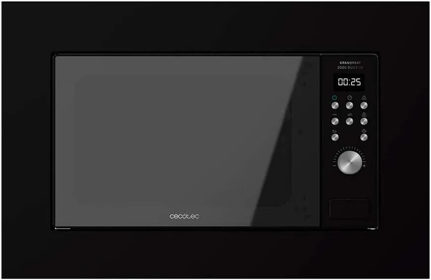 Cecotec Mikrowelle, mit Grill und 700 W, Digitale und einbaubare GrandHeat 2000 Built-in Black. 20 Liter Fassungsvermögen, Leistung