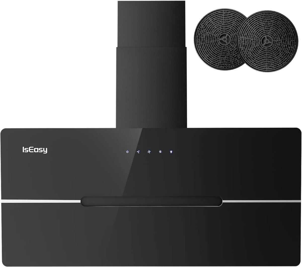 Dunstabzugshaube, IsEasy Wandhaube 90 cm mit 578 m³/h Starker Saugleistung, 3 Einstellstufen, Umluft- und Abluftmodus, in Schwarz, Breite 90cm