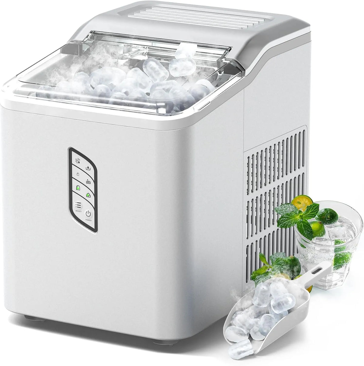 CONOPU Eiswürfelmaschine, Eiswürfelmaschine klein 12kg, 12kg/24h, 9 Hohlkegel Eiswürfelas in nur 9 Minuten fertig, Gewicht 12kg, 2 eiswürfelgrößen