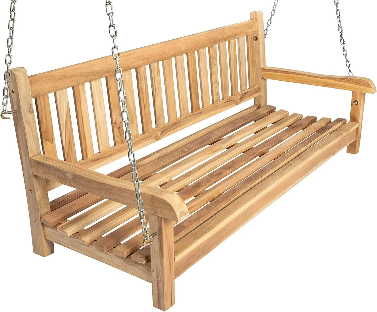 SAM 3-Sitzer Gartenschaukel Susana, hängende Bank 150 cm, Schaukelbank für den Garten + Terrasse, Hängeschaukel, Teakholz massiv, Holzschaukel