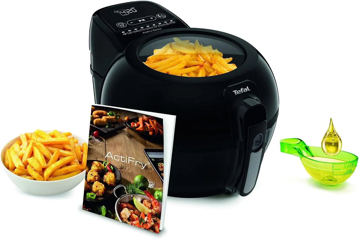 Tefal Heißluftfritteuse FZ7738, Leistung 1500 W, Gewicht 1,2 kg für 6 Personen, 9 Auto-Kochmenüs, ActiFry Genius+ mit Rührarm, Airfryer, in Schwarz