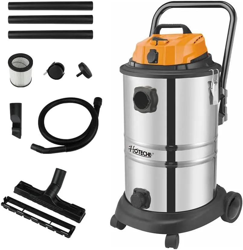 Nass-/Trockensauger, 1.4m³/min, 15KPa Saugkraft, mit Blasfunktion, Hoteche 1200W Nass, Fassungsvermögen 40L Metallbehälter, min Luftstrom