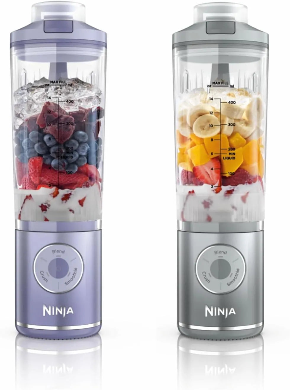 Ninja Standmixer BC251EULS, 2 x 570 ml, Blast Max Tragbarer Mixer, 3 Funktionen, Smoothie Maker, wiederaufladbar, Mixbecher & auslaufsicherer Deckel
