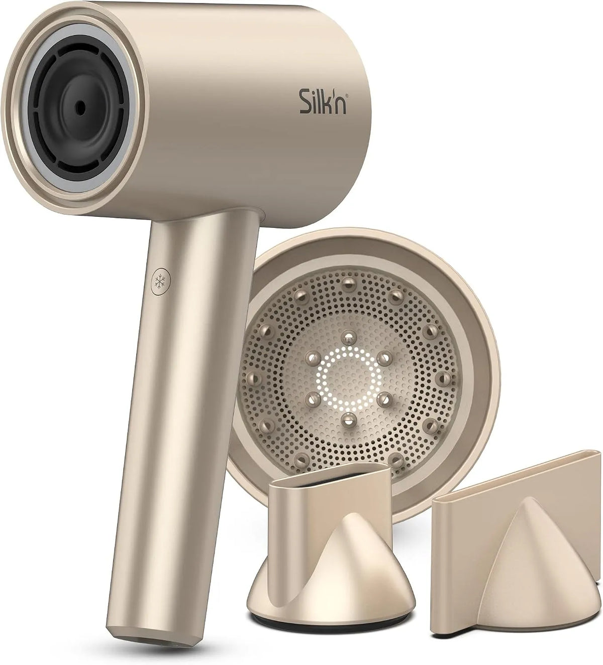 Modell I SilkyAir Pro I Föhn HDB003 Silk'n Haartrockner, Leistung 1600 W, hitzebeständiger Matte und Reiseetui, Champagner