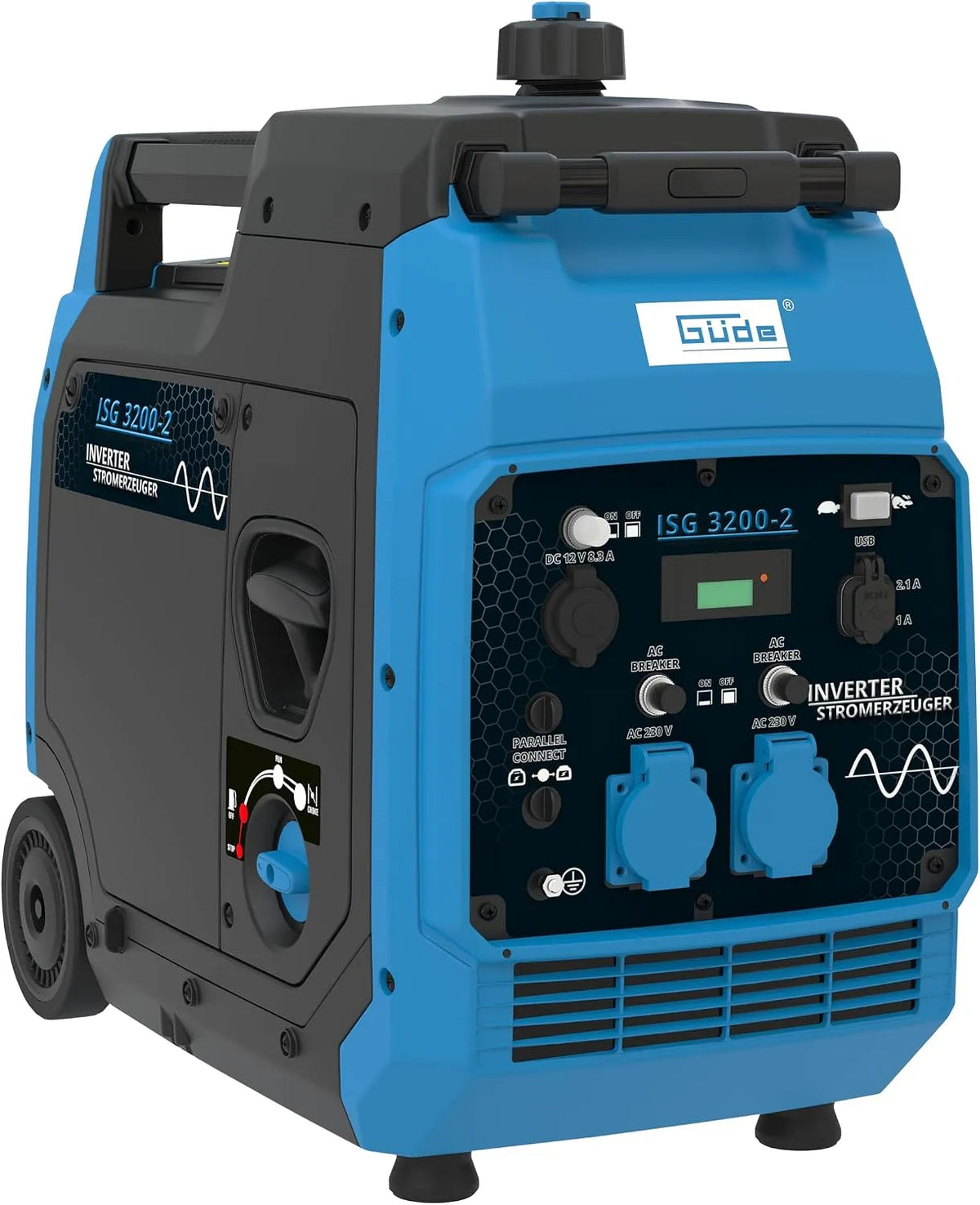 Güde Stromerzeuger ISG 3200 3200-2, max. 3500 W, Inverter -2, 4-Takt Motor, 4,5/6,1, kW, 2x 230 V, 1x 12 V, Tank 7,8 l, 2x USB, Laufzeit bis 7,5 h