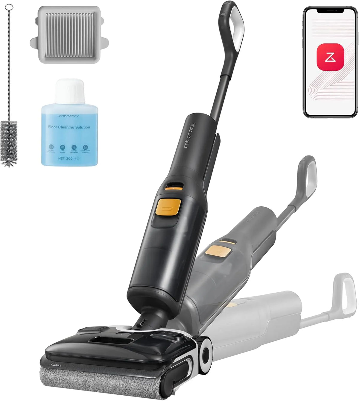 Roborock Nass- und Trockensauger F25, 90°C Hochtemperatur Selbstreinigung & Heißluft-Schnelltrocknen, XT, WLAN, 180° Lie Flat