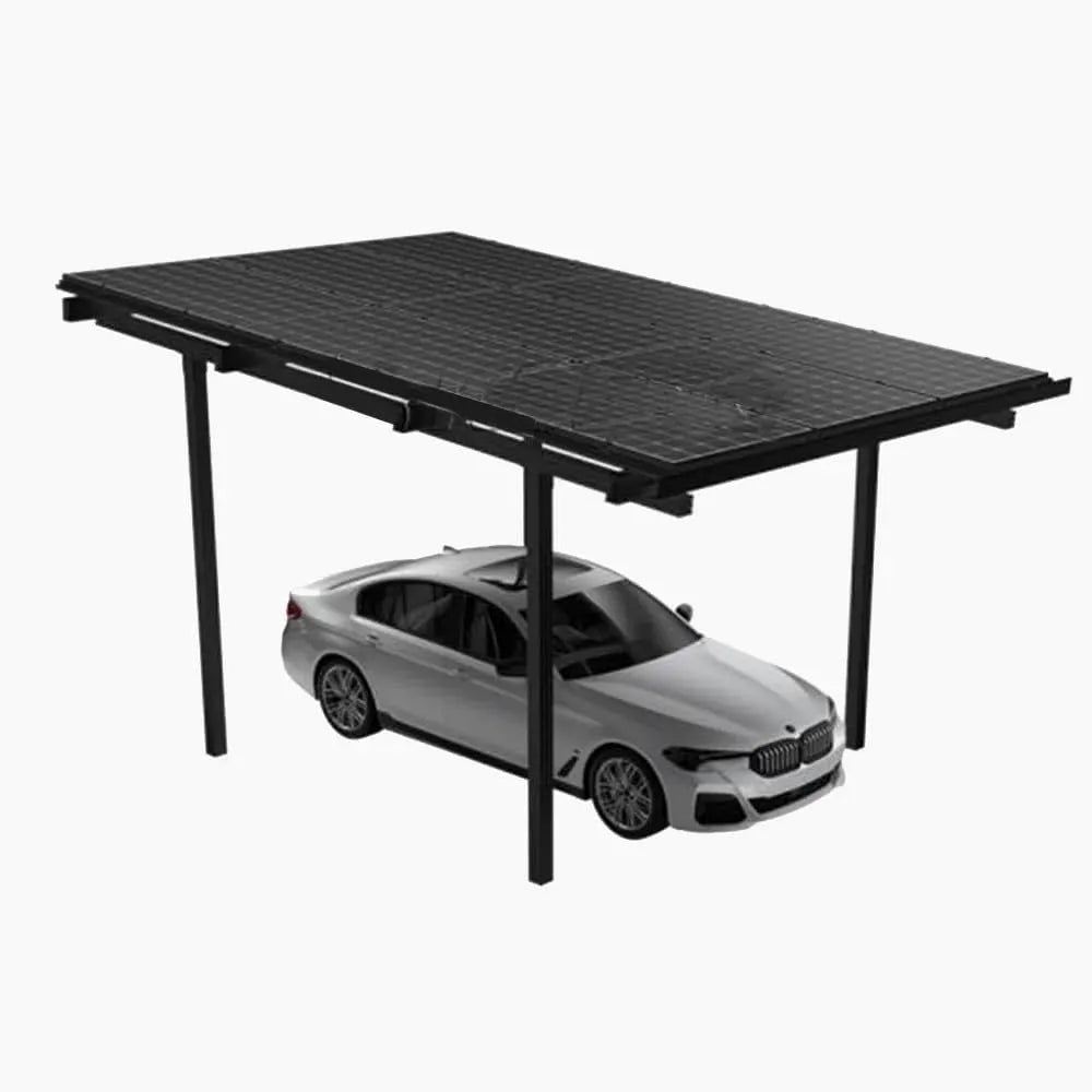 Carport Solar, Doppelcarport für Sonnenkollektor, Unterstand für Autos, in Schwarz, Halterung 5x3 m, Überdachung aus Aluminium für Hof