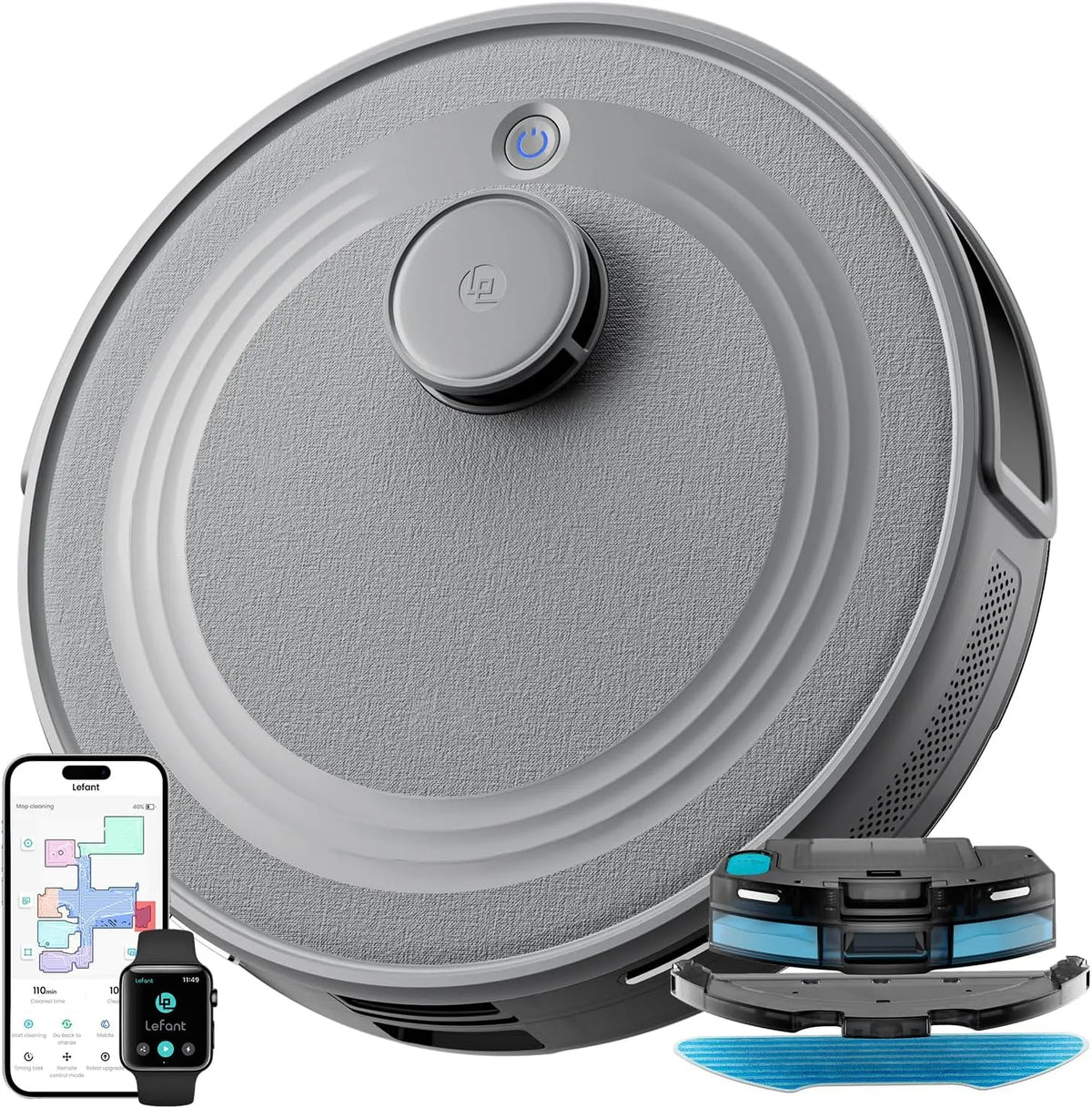 Saugroboter, LEFANT M2 Mit Wischfunktion, Roboterstaubsauger mit, APP, ideal für Tierhaare, Staubsauger Roboter 6000Pa, LiDAR-Navigation Mapping