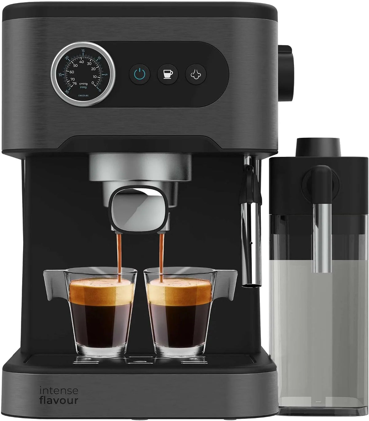 Cecotec Espressomaschine, Power Espresso 20 Pro Latte, 20 Bar, Fassungsvermögen 1,5L Wassertank, Fassungsvermögen 550ml Milchbehälter, Dampfdüse
