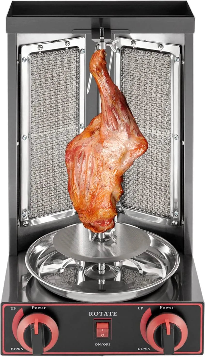 Grill, Leistung 3000W Dönergrill Gas, 2 Brenner Gyros für Zuhause Schaschlikgrill Rotissiere Hähnchengrill Gasgrill Steakgrill Hochleistungsgrill