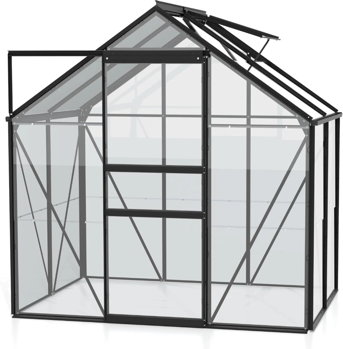 Gewächshaus 2500 Vitavia, 3 mm ESG, 2,5 m², Venus ', Wetterfestes & stabiles Treibhaus, für Gemüse & Pflanzen, Robust & langlebig, in Schwarz