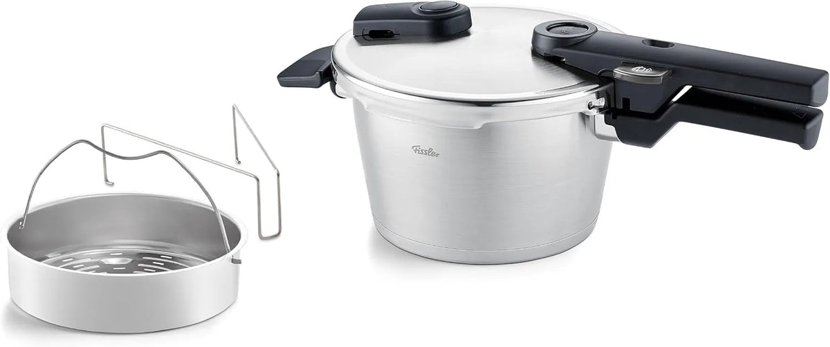 Fissler Vitaquick, Ø 18 cm, Schnellkochtopf, Edelstahl-Dampfkochtopf, Induktion, Fassungsvermögen 2,5 L, 2-Garstufen, m. Einsatz, Made in Germany
