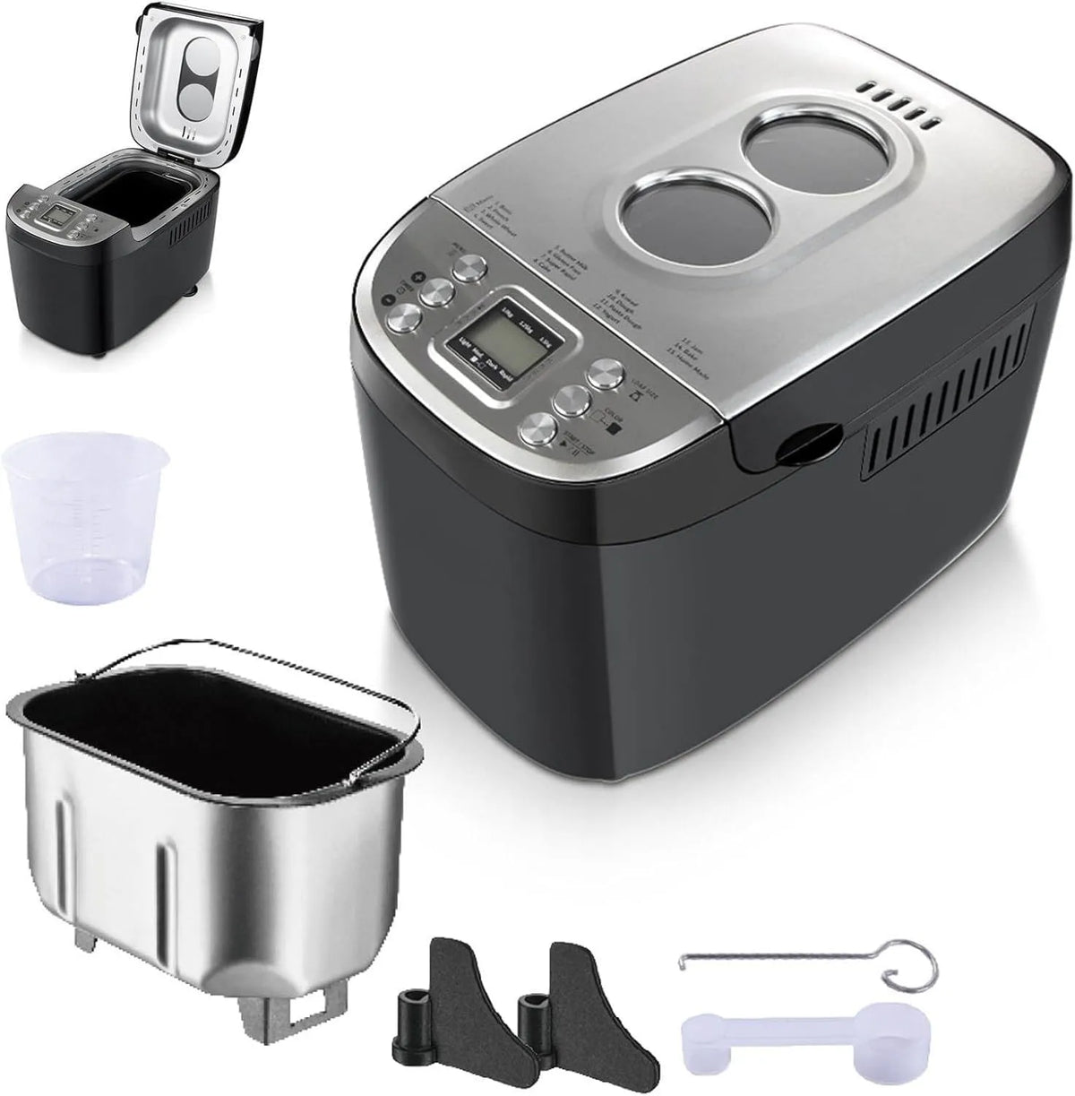 Programmierbare digitale Maschine für glutenfreien und saureren Teig Brotbackautomat Automatische, Gewicht 1,4 kg Kapazität, Antihaft-Keramikpfanne