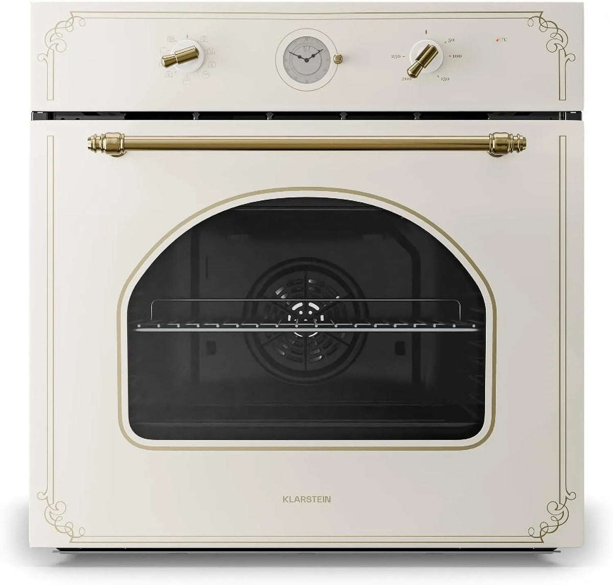 Klarstein Backofen, Einbauofen mit 9 Funktionen, 50-250 °C, Fassungsvermögen 70 Liter, 10 Einschübe, Victoria, Elektrobackofen, Timer, Retro