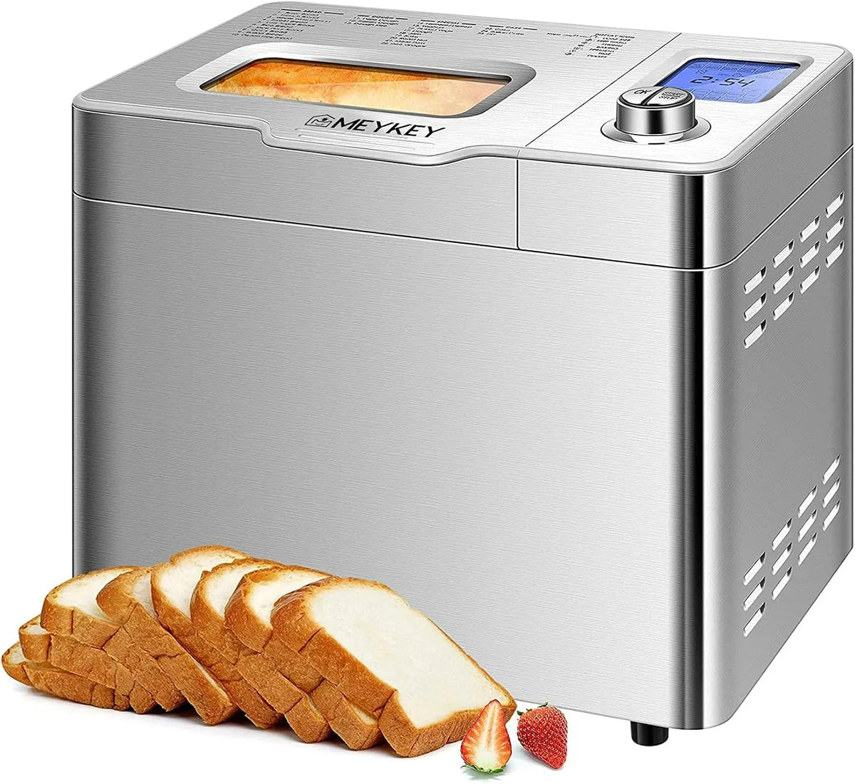 Mit bis zu Kapazität COOCHEER Brotbackautomat, Leistung 550 W, 3 Brotgrößen, Silber, mit bis zu 900 g Kapazität, Maße 36 x 22 x 30 cm