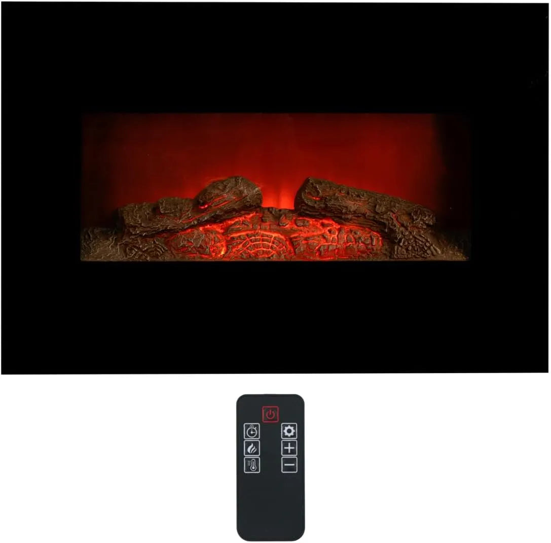 Elektrokamin Memphis, mit Heizung, Elektroherd mit LED-Flammen, in Schwarz, Elektroheizung 1800W, Kaminofen inklusive Fernbedienung und Timer