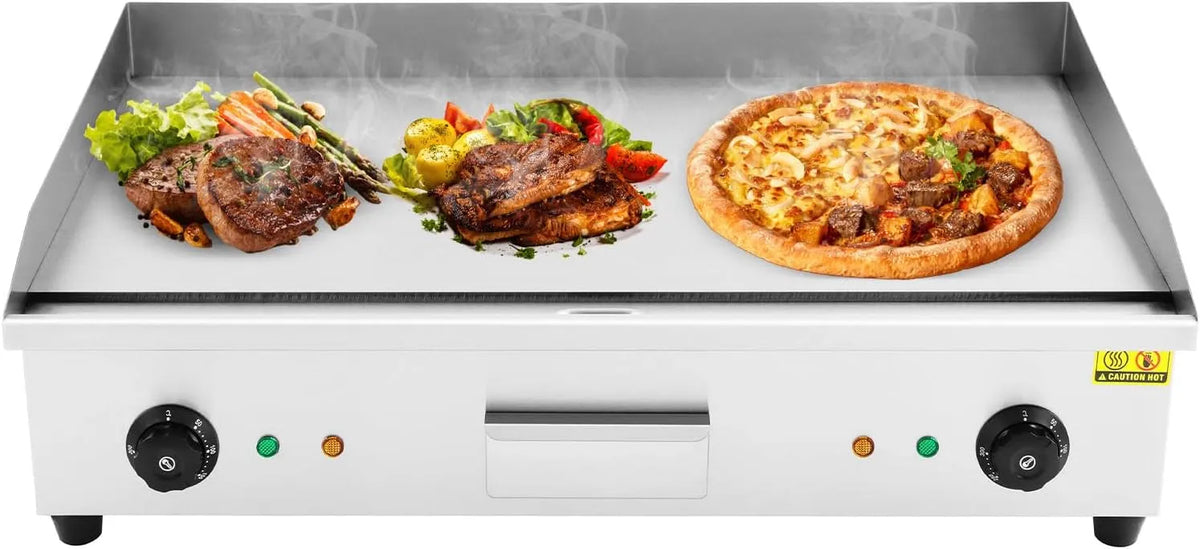 Grill, Steak & Gemüse mit Präzisionsthermostat, Elektrische Grillschale Große Grillplatte 4,4KW Professioneller Kontaktgrill für Crêpes