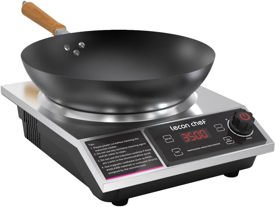 Induktionskochfeld, Leistung 3500W Einzelinduktionskochfeld, Induktionskochplatte mit Wok, Timer und Voreinstellung, Gewicht 60 KG Tragkraft