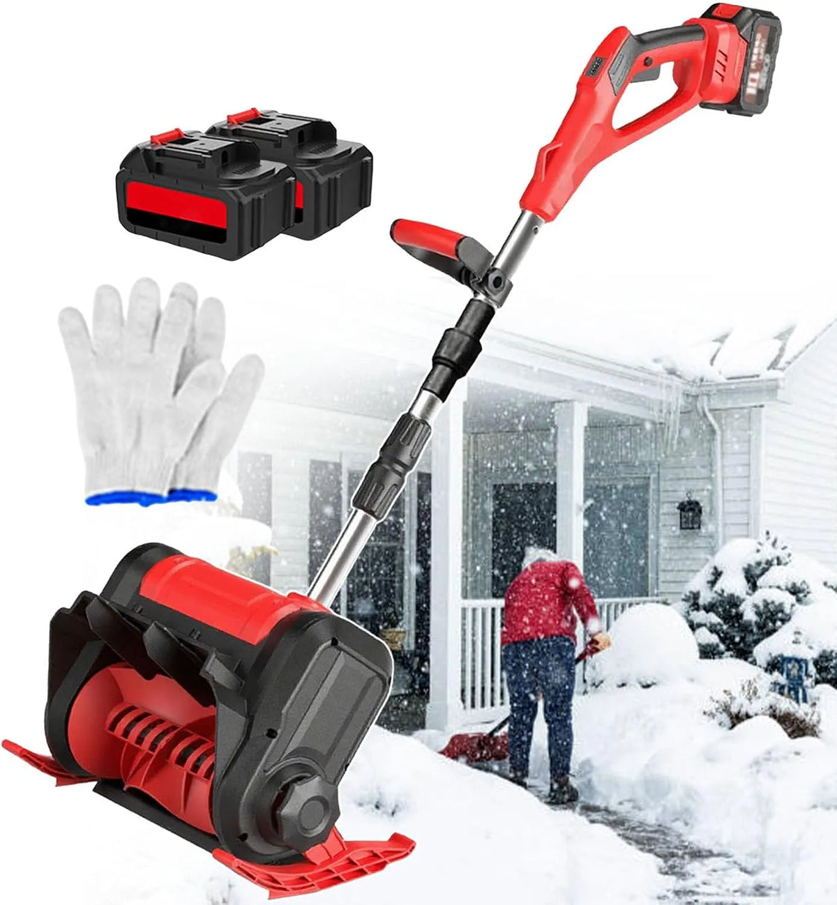 Schneefräse, Spannung 21V Akkubetriebene elektrische, mit 45° verstellbarer Richtung und 30cm Räumbreite, Akku-Schneeschaufel
