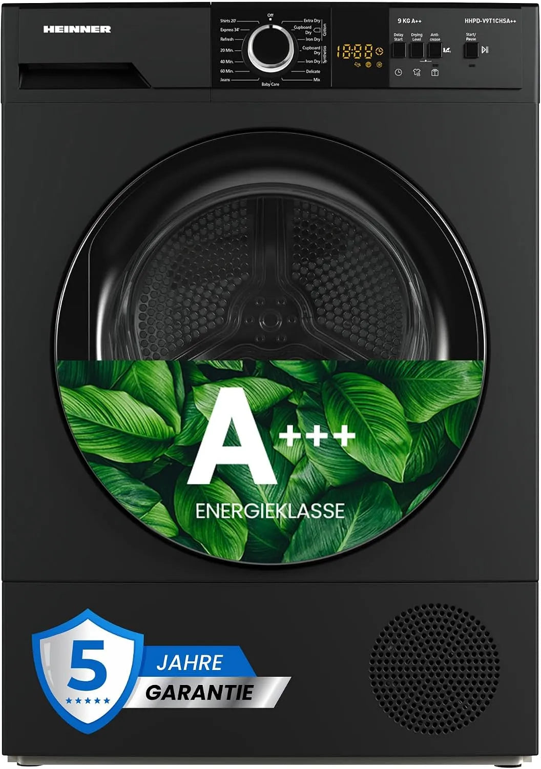 Modell V9T1CHA HHPD ++, Gewicht 9 KG, 15 programma's, Warmtepompdroger 9kg, 5 jaar, Energieklasse A++, LED-display, Stil & energiezuinig, Anthrazit