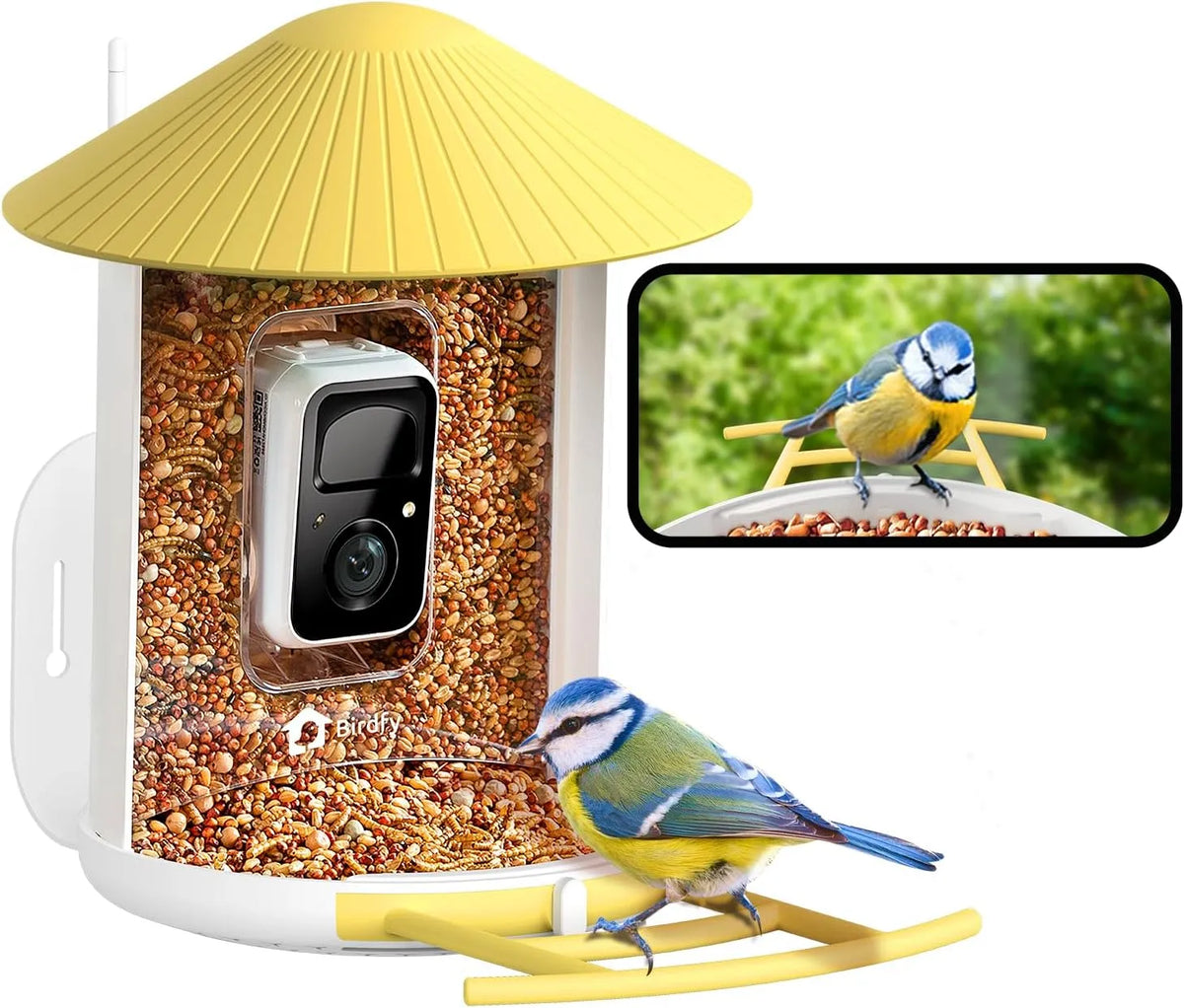 Kamera, NETVUE by Birdfy Vogelfutterhaus mit, Vollfarbe Nachtsicht WiFi Smart Vogelfutterautomat, Vogelfutterstation mit für Wildvögel
