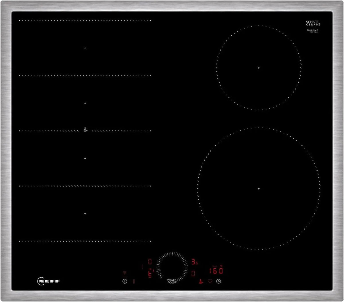 Neff Induktionskochfeld T66SHE4L0, autarkes Glaskeramik-Kochfeld 60 cm breit, Twist Touch, Home Connect, in Schwarz, N 70, Smart Hood Automatic