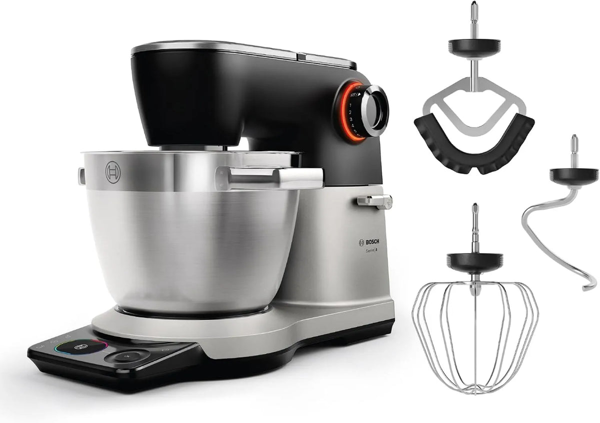 Bosch Küchenmaschine MUMS8ZS00, Serie 8, NEU, Leistung 1.800 W, 9 Automatikprogramme, 7 Stufen, Fassungsvermögen 6l Edelstahl-Schüssel, Waage, Timer