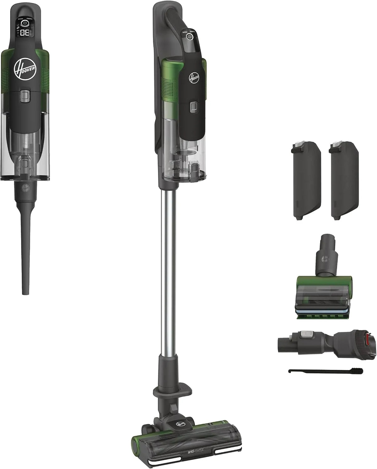 Hoover Akku-Staubsauger HF9, Leistungsstarker Staubsauger kabellos & beutellos I Akkusauger, mit 2 Akkus I, mit LED-Licht