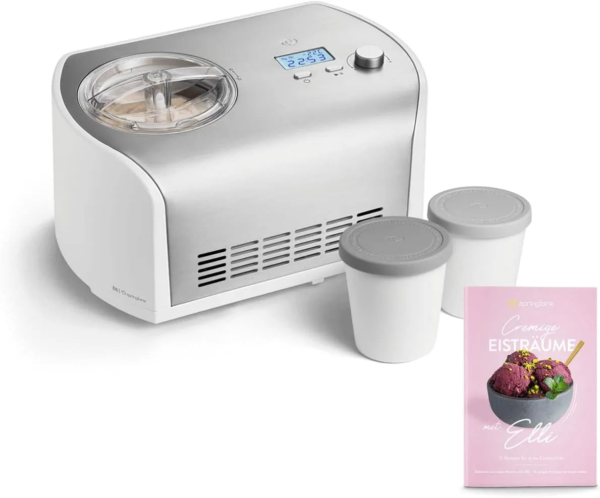 Eismaschine 2er-Set SPRINGLANE, Eiscrememaschine aus Edelstahl mit entnehmbarem Eisbehälter, inklusive. Rezeptheft