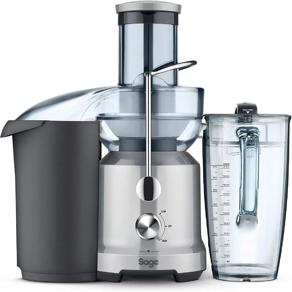 Sage Entsafter, Leistung 1250W Motor, Fassungsvermögen 2L Saftkrug, The Nutri Juicer Cold, für Obst und Gemüse, Cold-Spin-Technologie, Silber