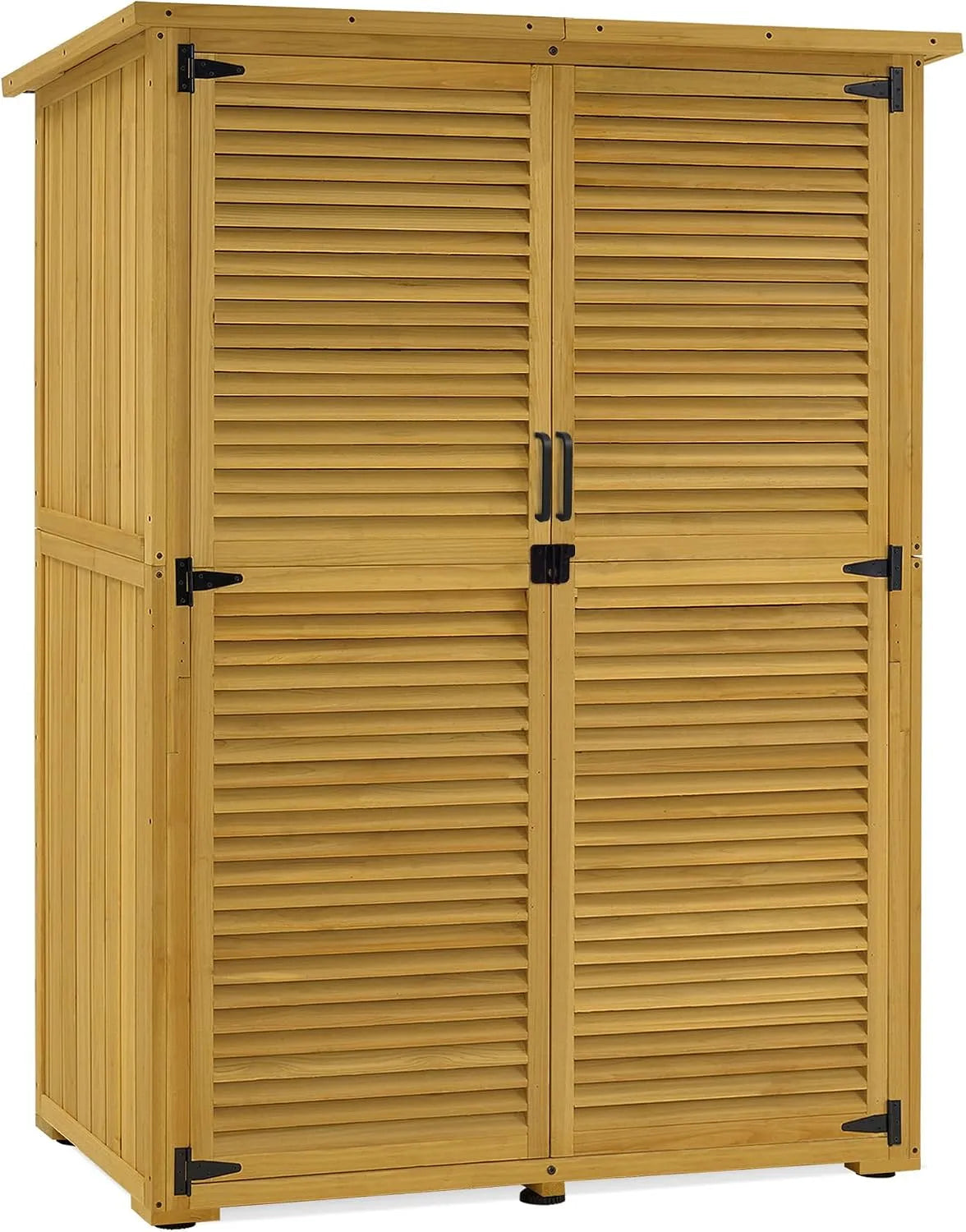 Gartenhaus 0901D-F, Klein Wetterfest, Maße 59x127x168 cm, M MCombo Gartenschrank Holz, für Außenbereich Balkon Terrasse, Natur