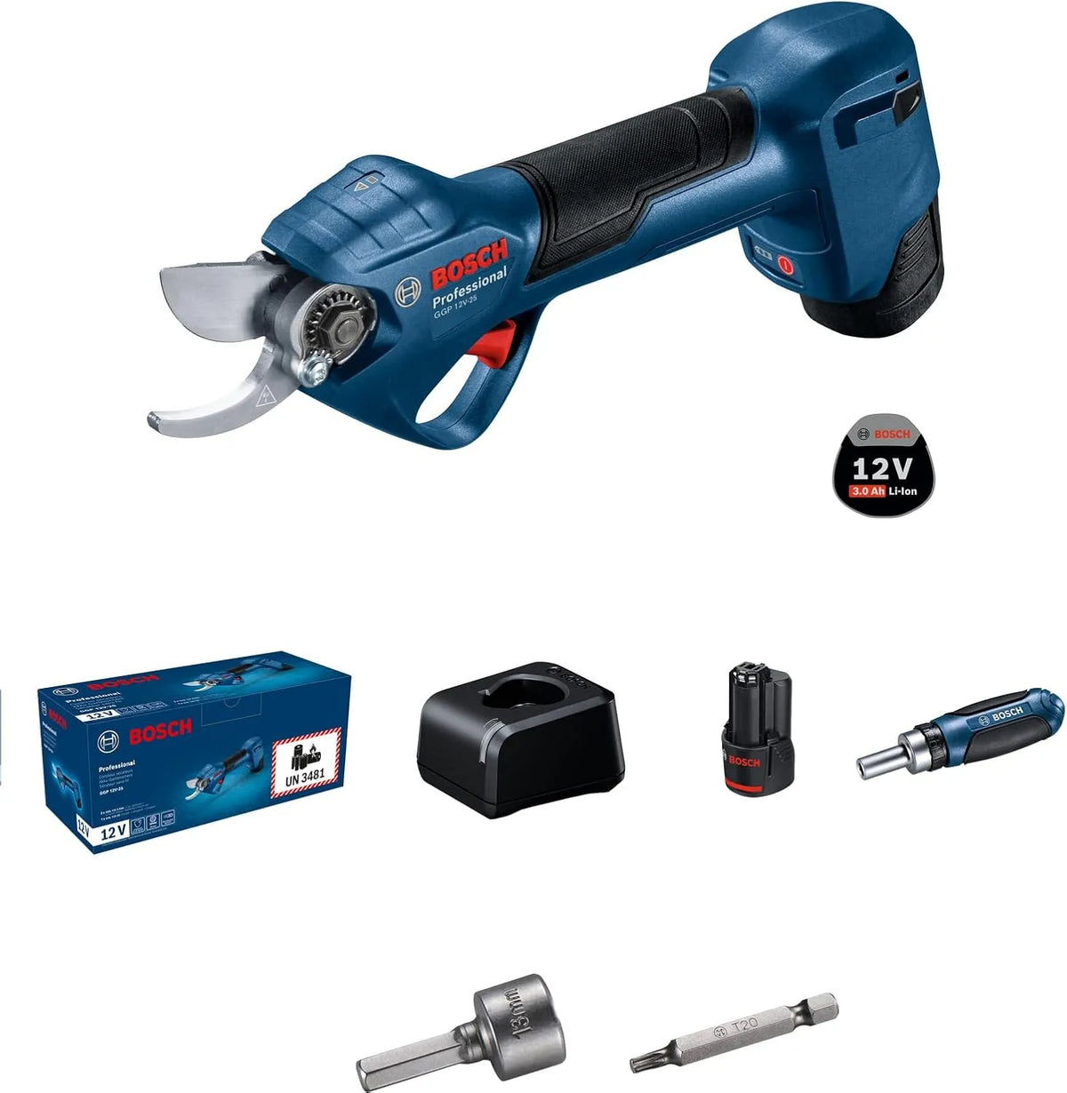Bosch Modell 12V-25 25-mm-Schnitte 0-Ah-Akku, mit 2x 3, bürstenloser Motor