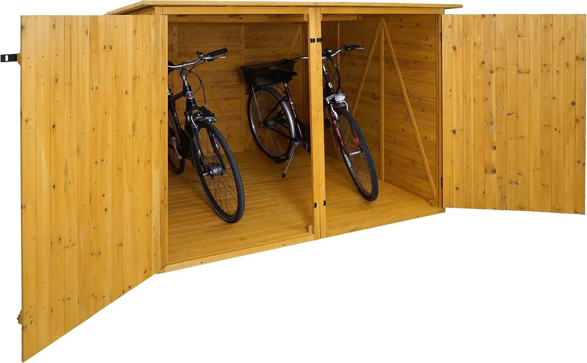 Geräteschuppen Braun 2er-Fahrradgarage HWC-H60, MVG abschließbar 151x200x200cm, Mendler, Fahrradbox Gerätehaus