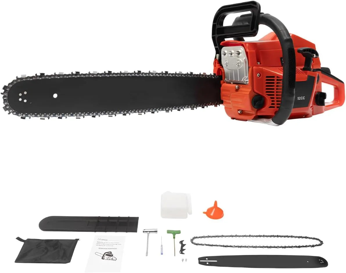 Modell 2-Takt-Motor 10500 Benzin Kettensäge, Leistung 2,2 kW, 48cmØ Schnittstärke, min, inklusive. Schwertschutz, 52 cm³ Hubraum, 20 Zoll Schiene