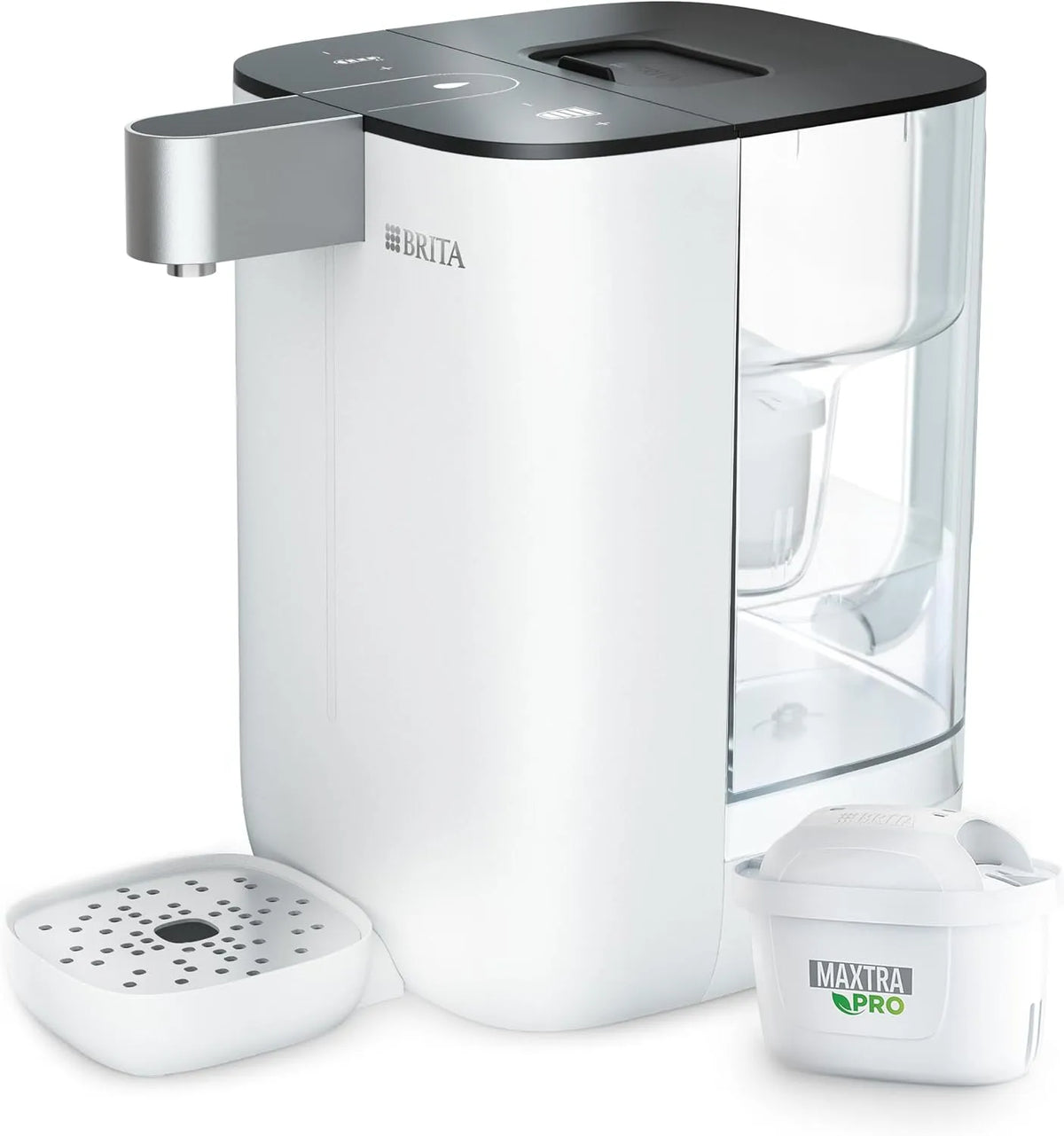 Cube BRITA Heißwasserspender, Wasserspender für zuhause, mit UV-C-Technologie, Fassungsvermögen 4L, weiß