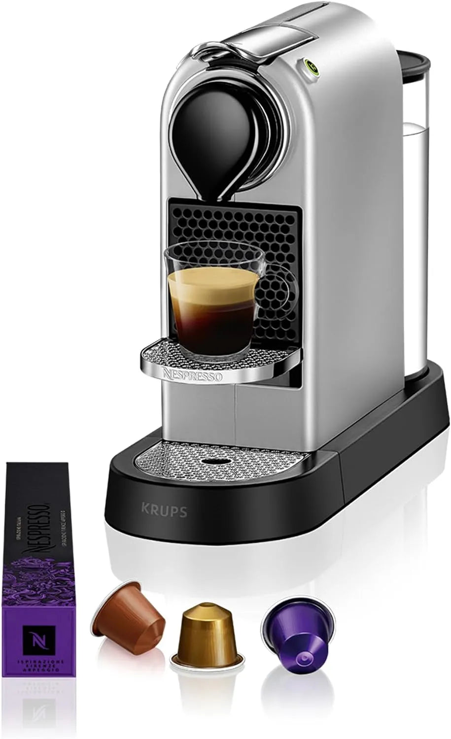 Nespresso Krups Kaffeemaschine XN741B, 1260 Watt, freistehende Espressomaschine, silber, Fassungsvermögen 1 Liter Wassertank, CitiZ