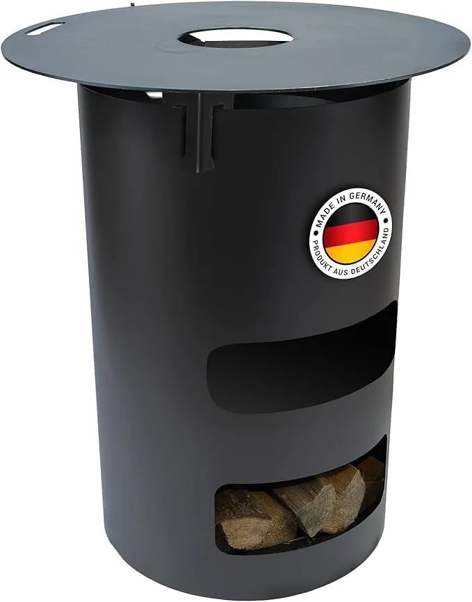 Grill, 6mm Stärke, Komplettset, Blende & Auflageeisen, & Kamin, Multifunktionstonne mit Feuerplatte 100cm 6mm #170, 20cm Innenloch