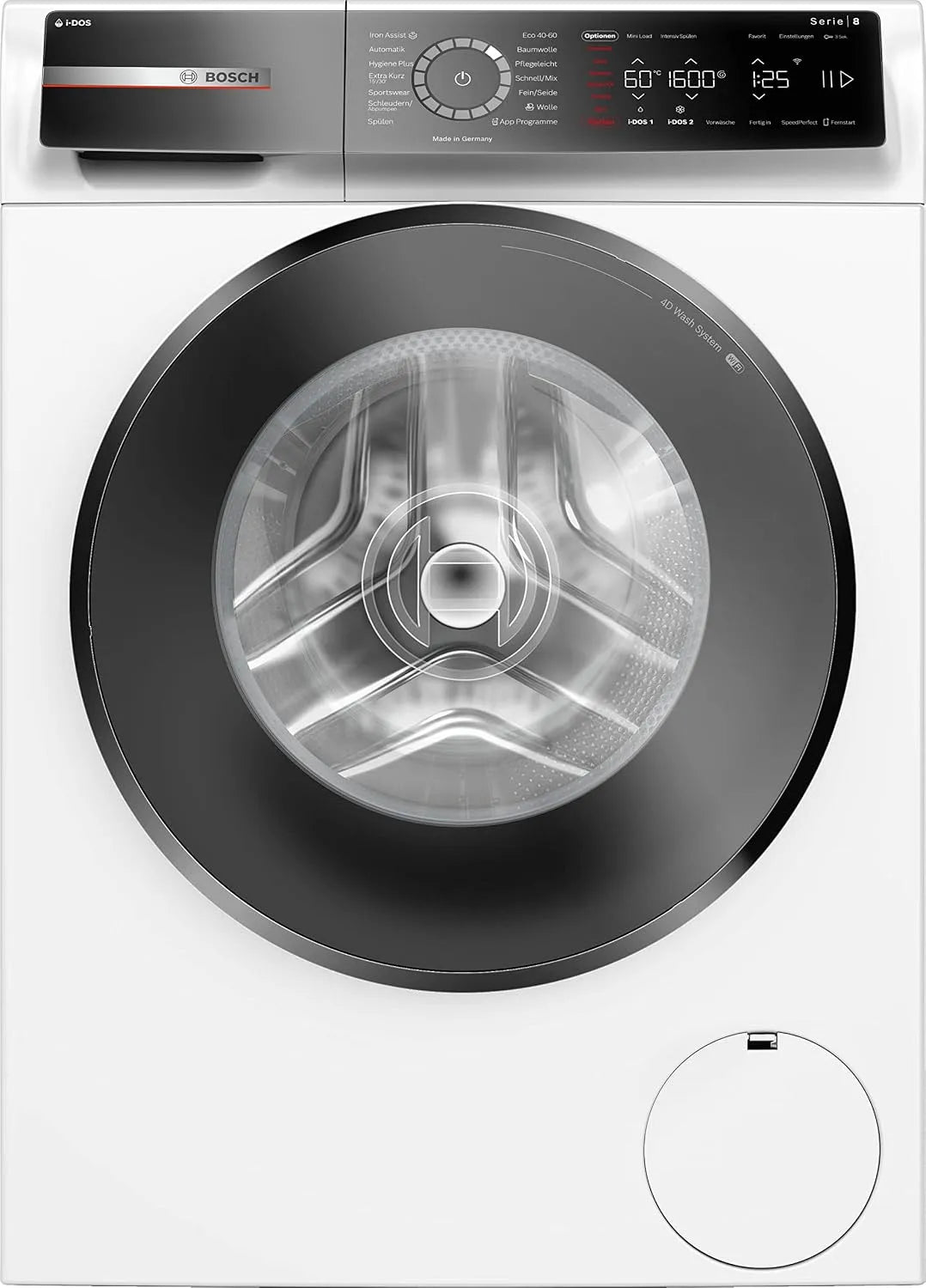 Bosch Waschmaschine WGB256A40 1-10kg 1600, Serie 8, Smarte, UpM, Made in Germany, Höchste Energieeffizienz, Iron Assist Dampf zum Entknittern
