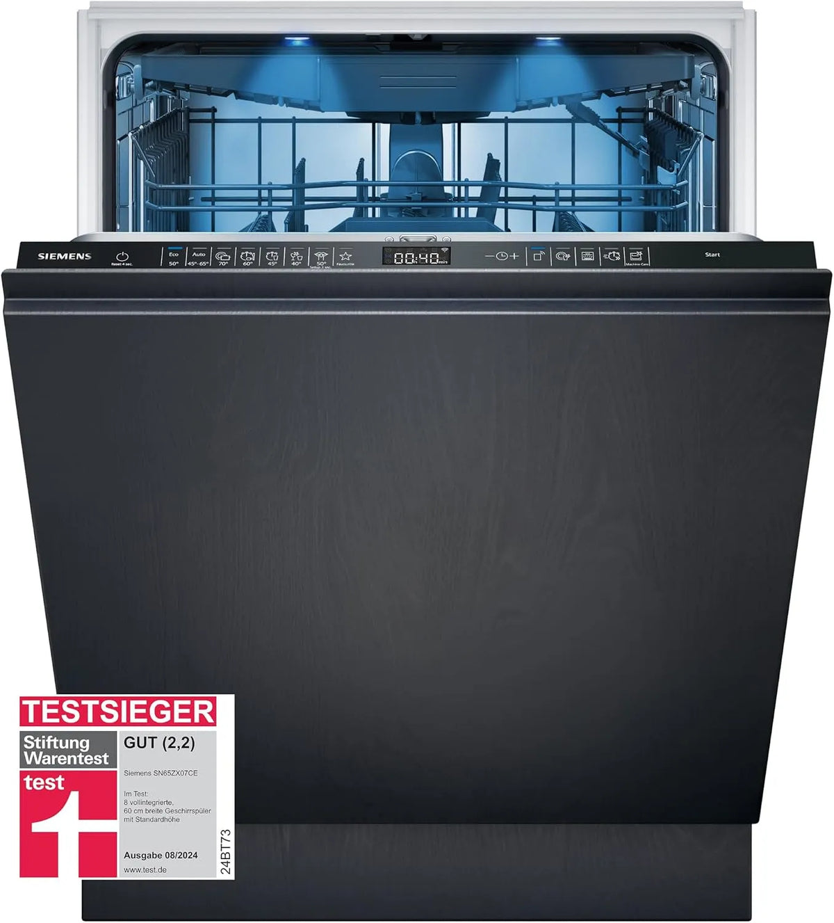 Siemens Geschirrspüler SN65ZX07CE iQ500, Made in Germany, glassZone, Extrem leises Spülen, Home Connect, Vollintegrierter 60 cm, ckschublade, aquaStop