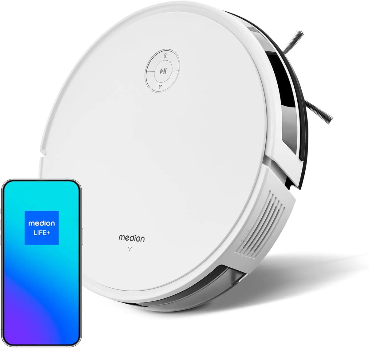 Saugroboter S35 MEDION, mit intelligenter Navigation, App- und Sprachsteuerung, Teppicherkennung, 4000Pa Saugkraft, Wandsensoren