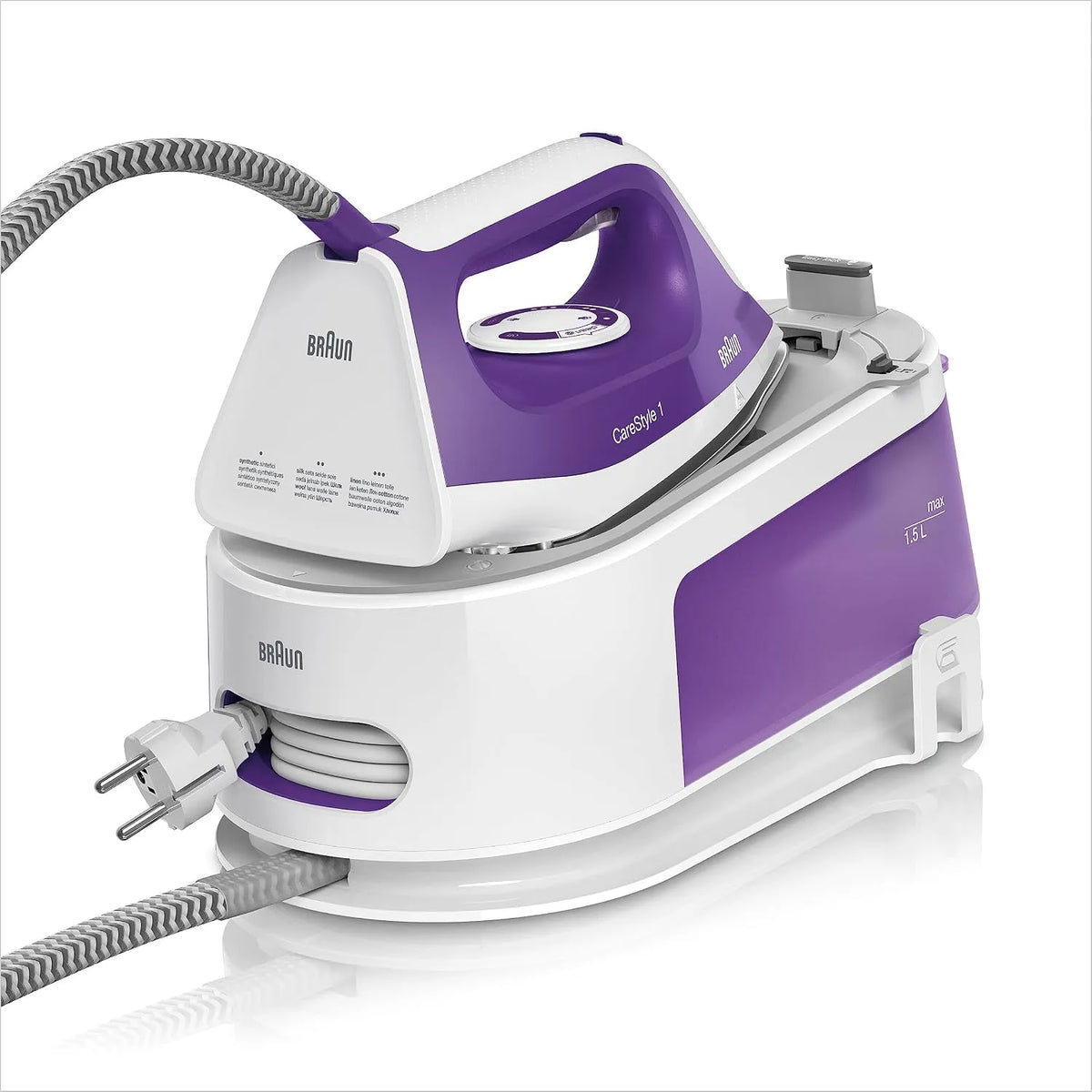 Braun CareStyle 1 Dampfbügelstation IS 1014 VI, Fassungsvermögen 1,5 L Wassertank, Leistung 2200 W, 3 Thermostat-Einstellungen, Dampfstoß 360 g, min
