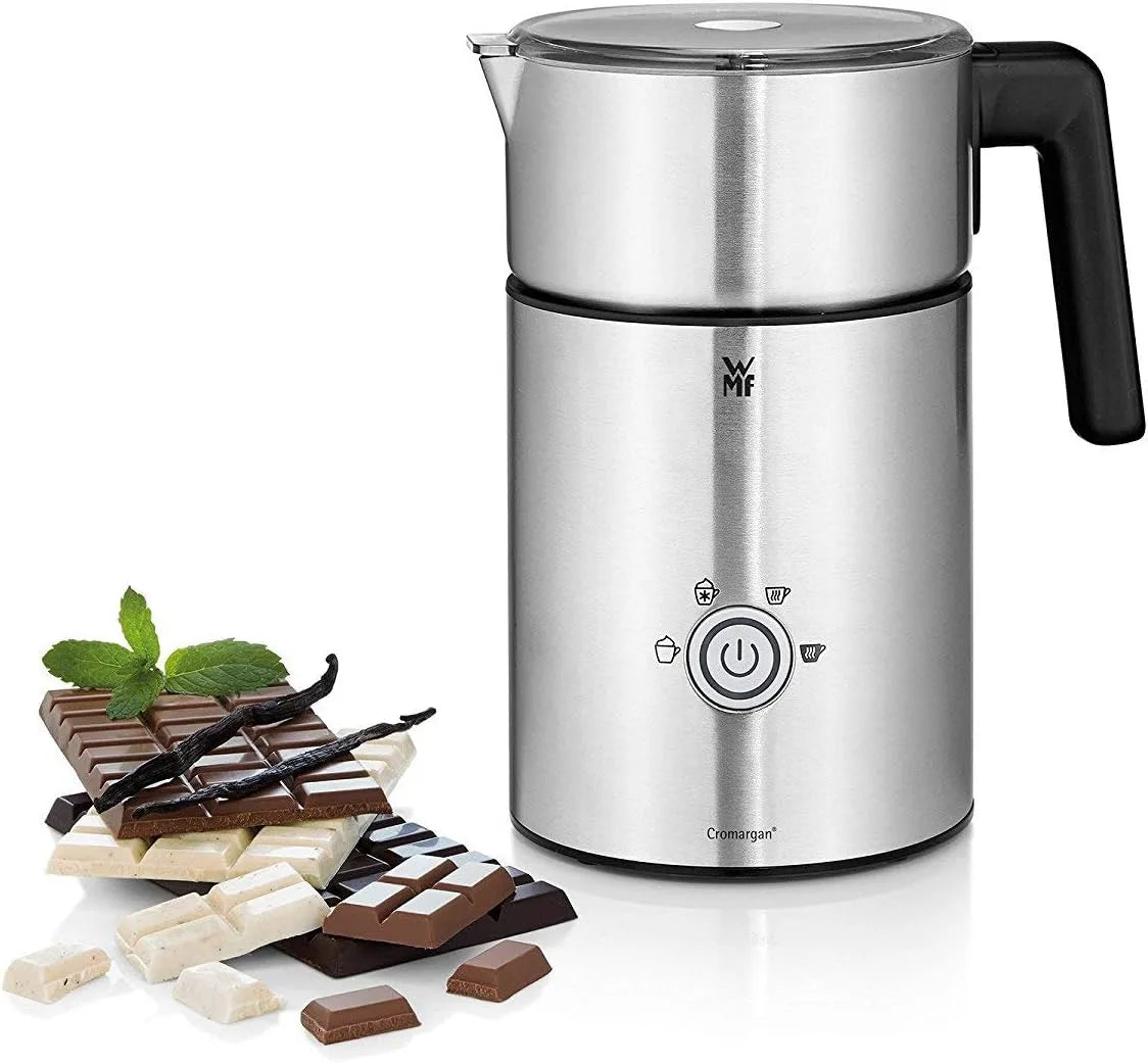 WMF Lono Milk und Choc Milchaufschäumer elektrisch, Milchkocher und Kakaomaschine für heißen, Edelstahl, 150–500 ml, kabelloser Milchbehälter