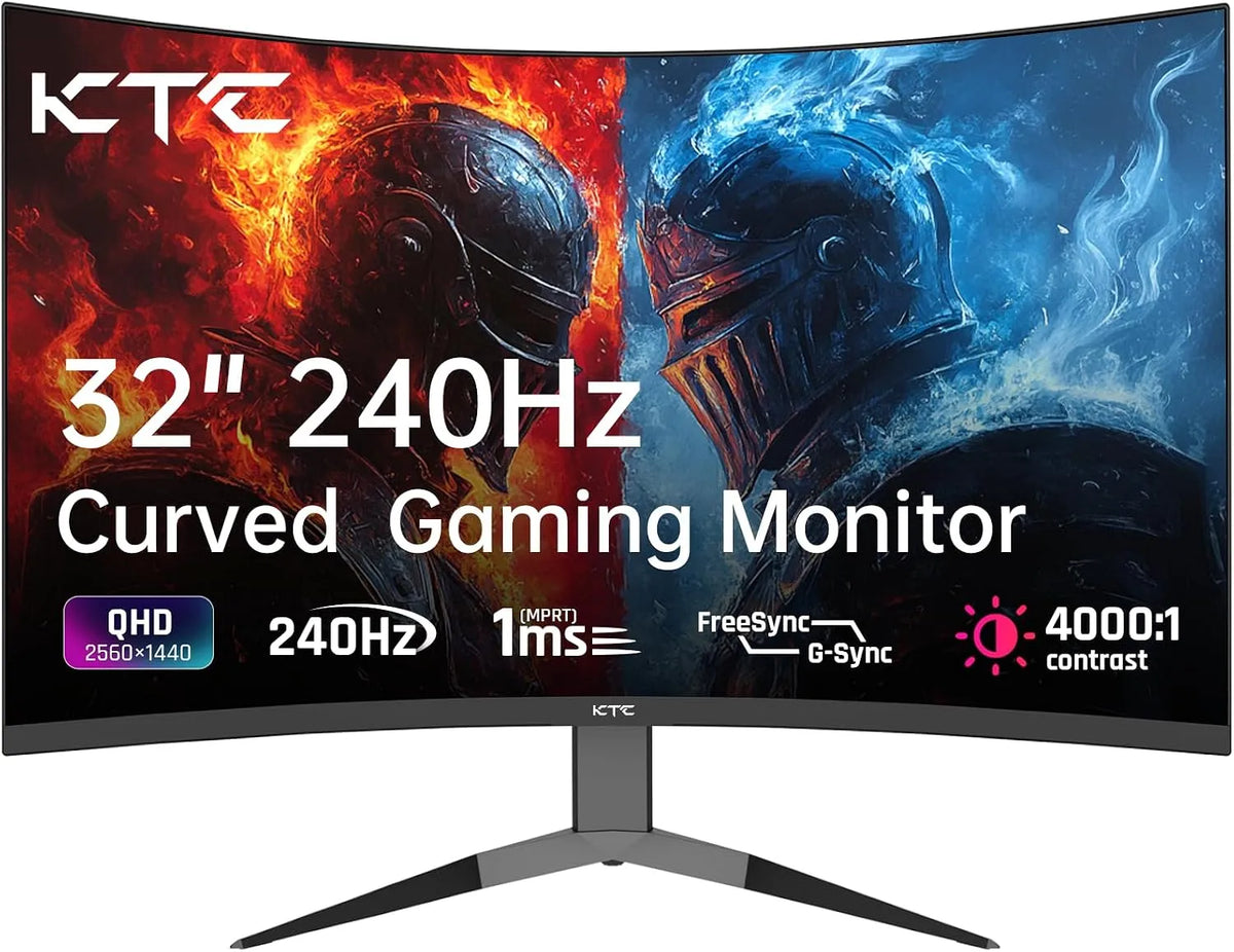 Modell 1ms Zoll Monitor Curved KTC 32 1000R 2560x1440p, 2K WQHD, 240Hz Gaming Monitor, 122% sRGB, 4000:1 Kontrast, 2 x DP 1.4, 240Hz, Adaptive Sync