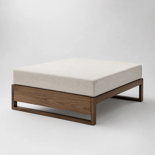 Stoffbett mit Walnussholzrahmen 200x160cm Beige