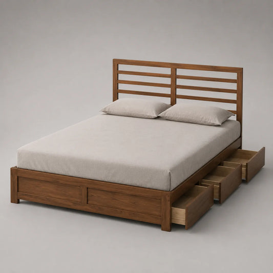 Holzbett mit Schubladen und Kopfteil Braun 200x160 cm