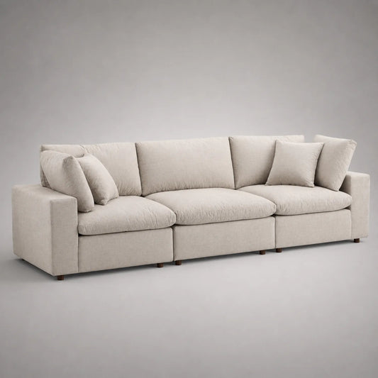 3-Sitzer Sofa Beige Polyester 220x95x85 cm
