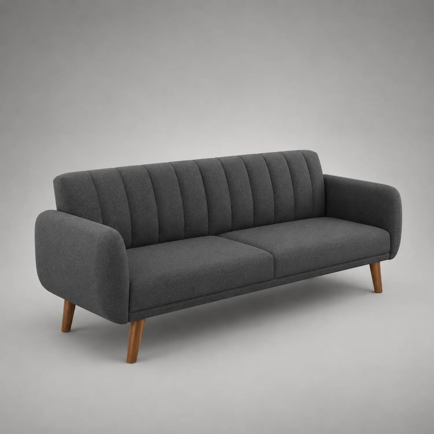 3-Sitzer Sofa Stoff Grau mit Holzbeinen