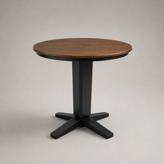 Runder Esstisch Holz Metall Braun/Schwarz Ø80 cm