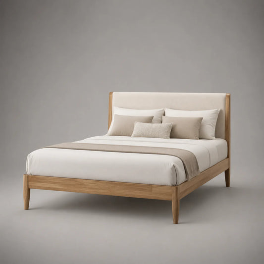 Doppelbett Eiche Massivholz mit Polyesterkopfteil 200x180 cm